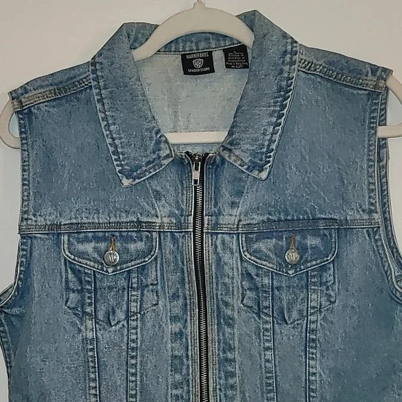 Looney Tunes Warner Bros embroidered denim vest biker kids LOT F - Picture 4 of 11